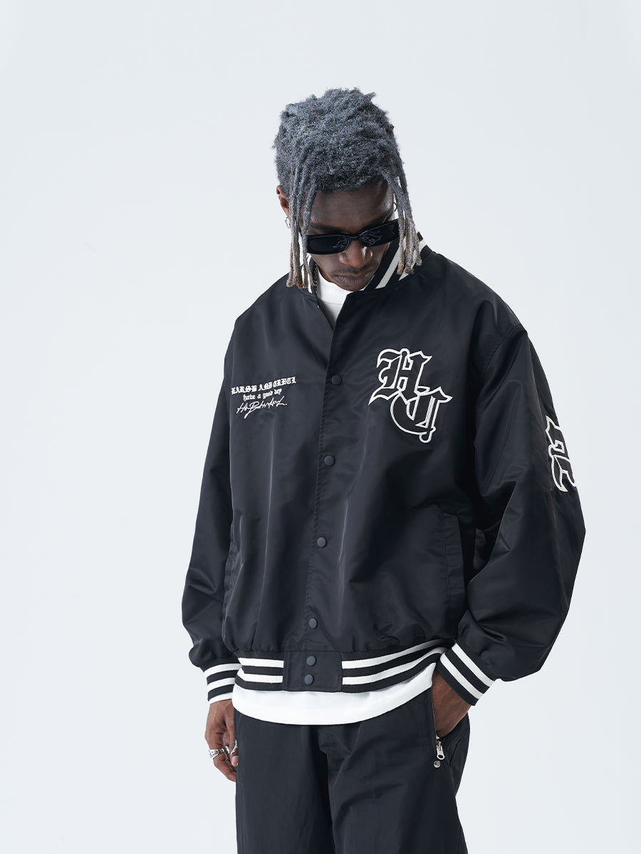 Gothic Logo Embroidered Varsity Jacket