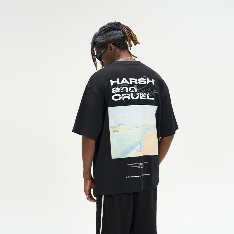 Retro Waterway Oil Painting Tee