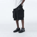 PVC Stitching Pleated Cargo Shorts