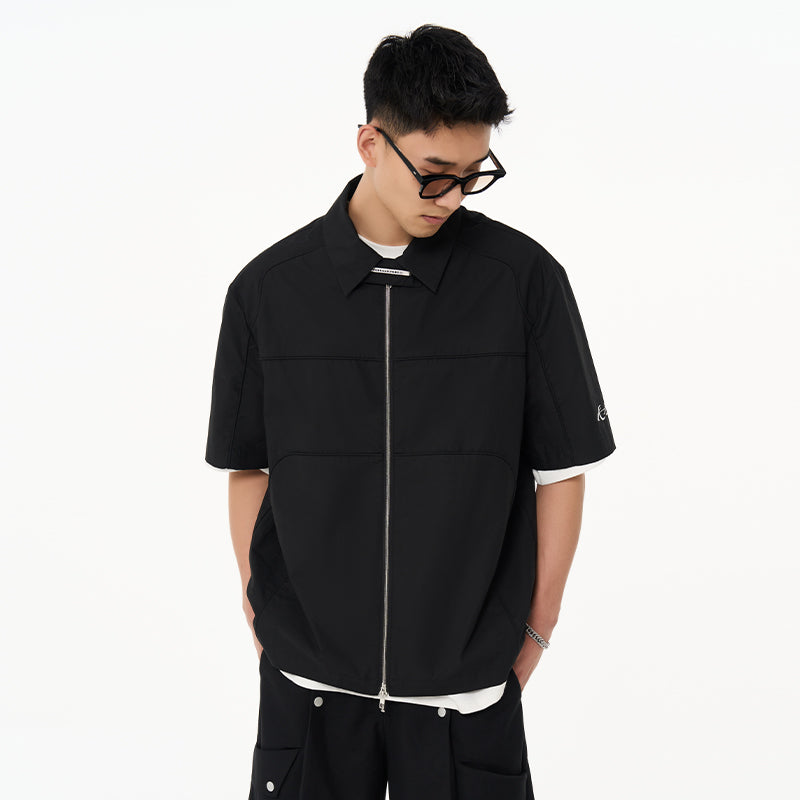 Deconstructed Pleated Zipper Shirt