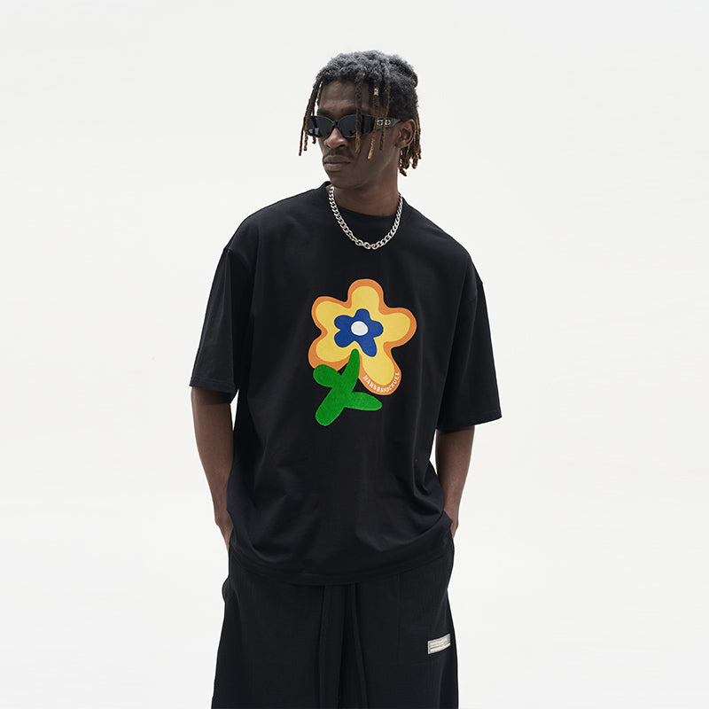 Handpainted Flower Printed Tee