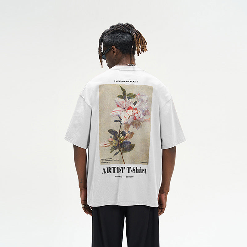 Retro Oil Painting Flower Loose Tee