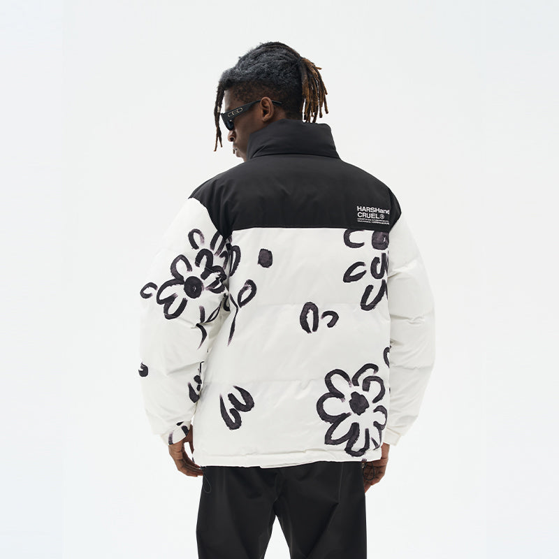 Watercolor Flowers Printed Down Jacket