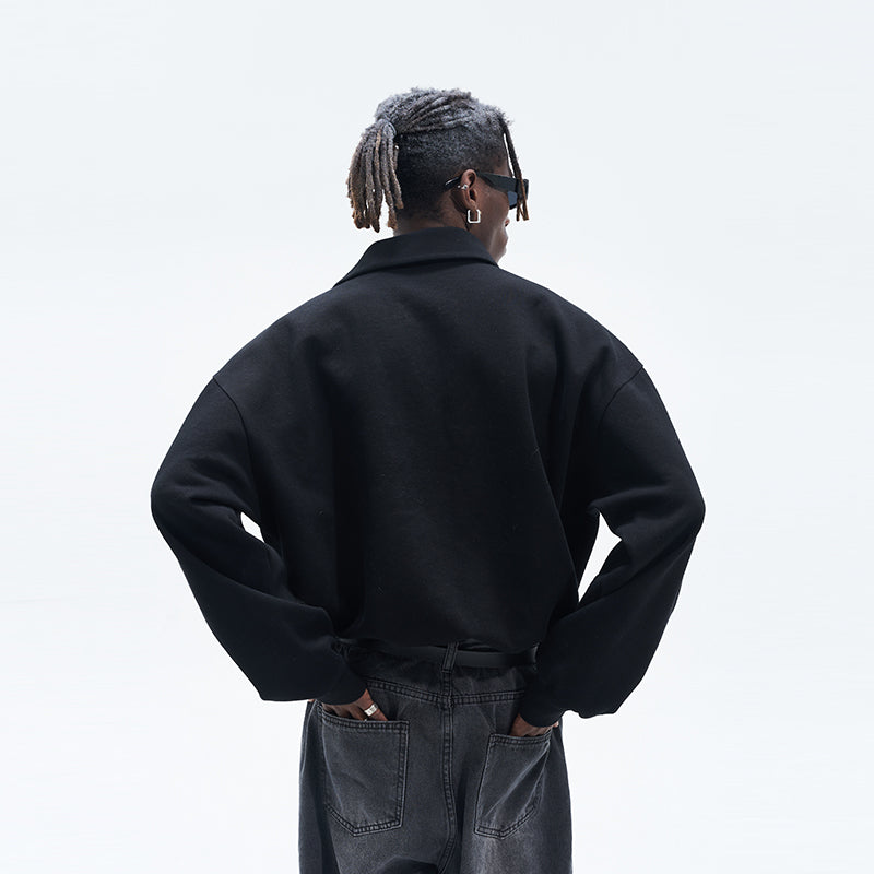 Zipper Asymmetric Polo Shirt