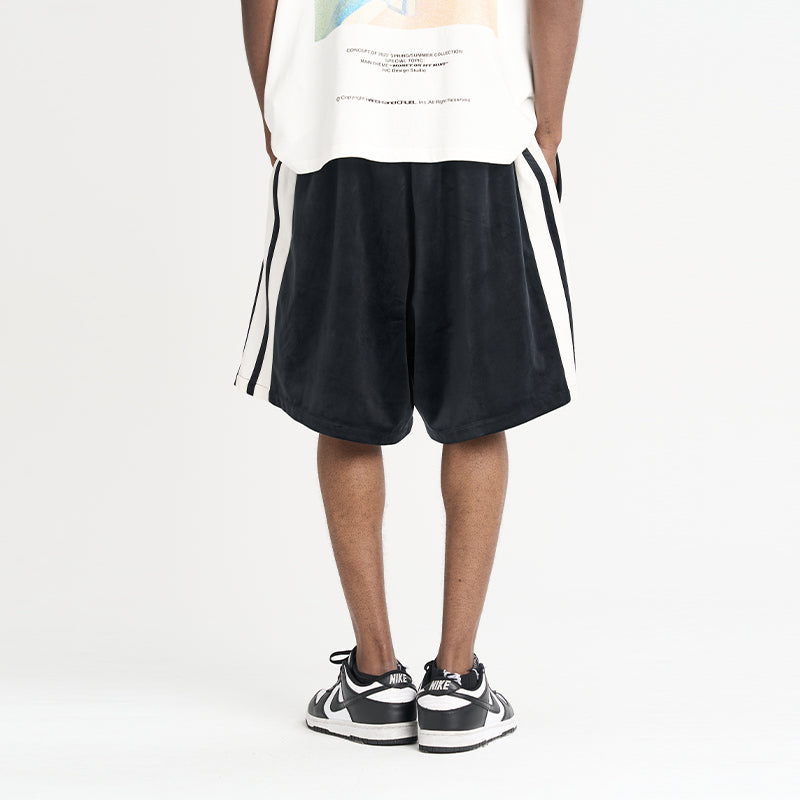 Velvet Striped Gothic Logo Shorts