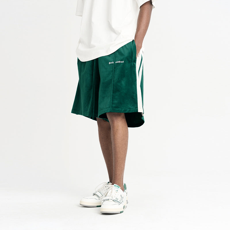 Velvet Striped Gothic Logo Shorts