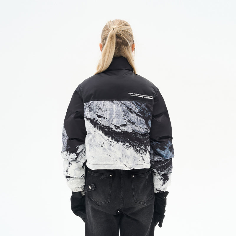 Snow Mountain Printed Crop Jacket