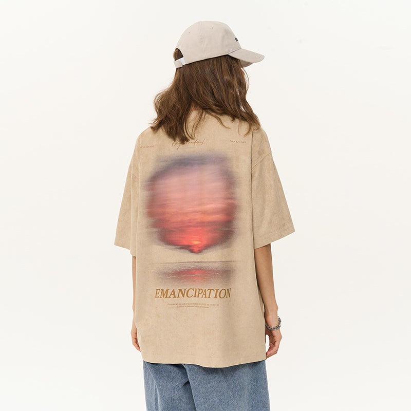 Handpainted Sunset Suede Tee