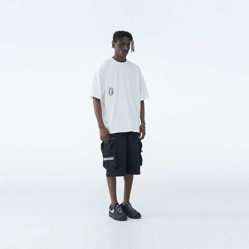 PVC Stitching Pleated Cargo Shorts