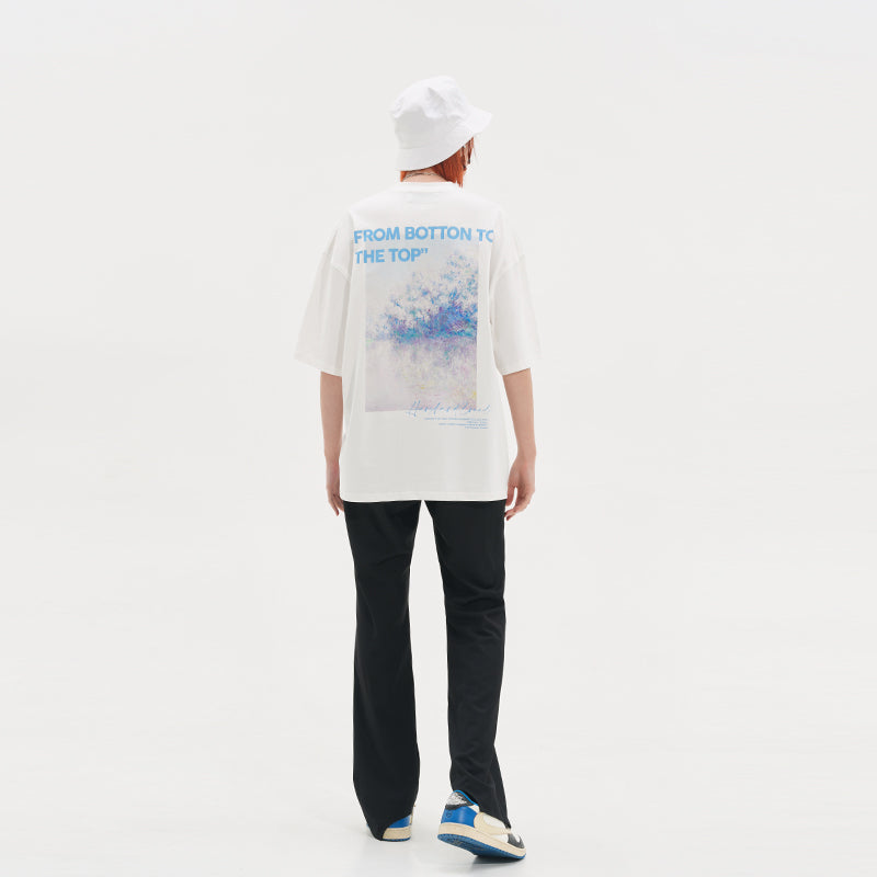 Monet Oil Painting Handwriting Logo Printed Tee