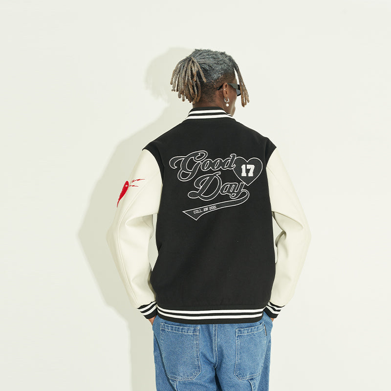 Good Day Embroidered Varsity Jacket