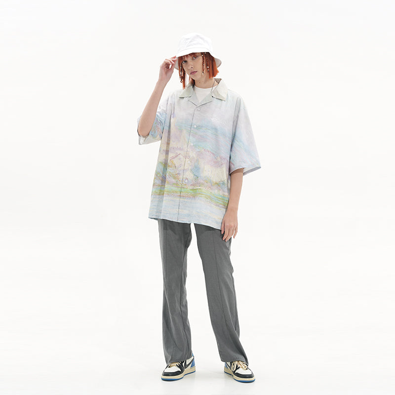 Monet vintage oil painting full print Cuban Shirt