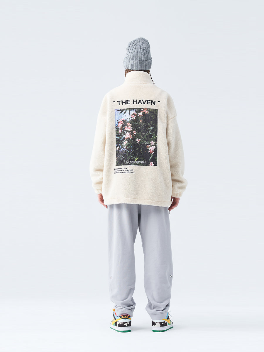 Flowers Photo Sherpa Jacket