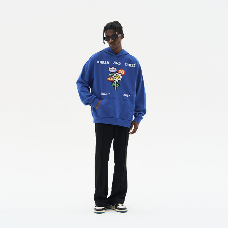 Pixel Flowers Printed Hoodie