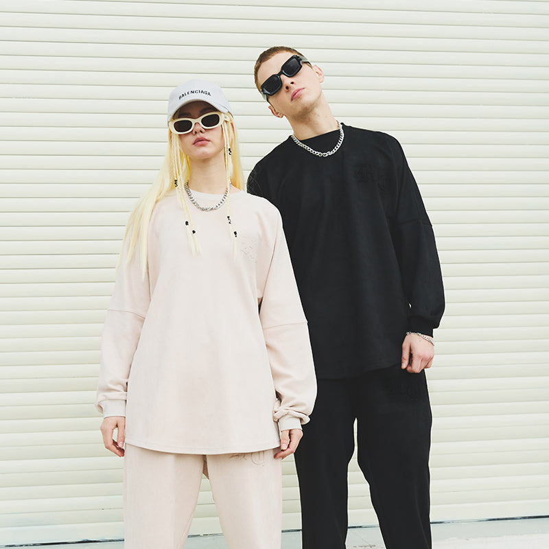 Embossed Gothic Logo Suede L/S Tee