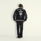 Religious Cross Embroidered Varsity Jacket