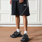 Striped Stitched logo Shorts