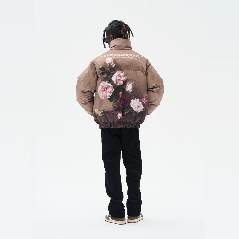 Vintage Oil Painting Full Print Down Jacket