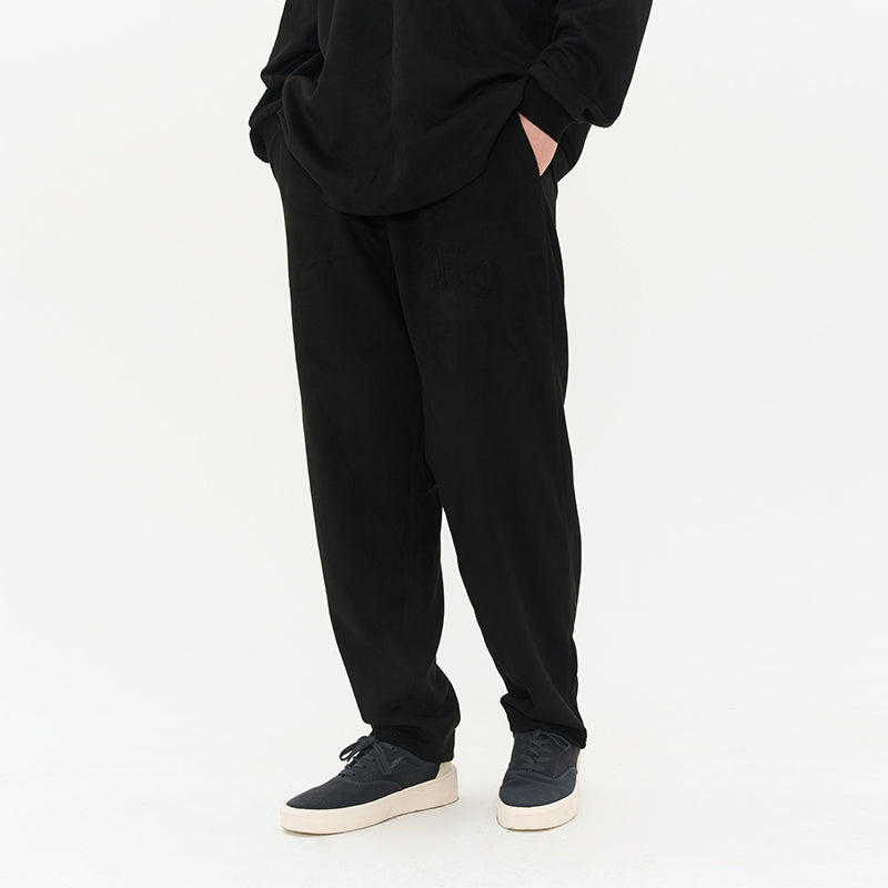 Embossed Logo Zipper Flared Trousers