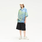 Monet Oil Painting Forest Full Print Cuban Shirt