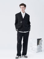 Carabiner Pleated Loose Suit Trousers