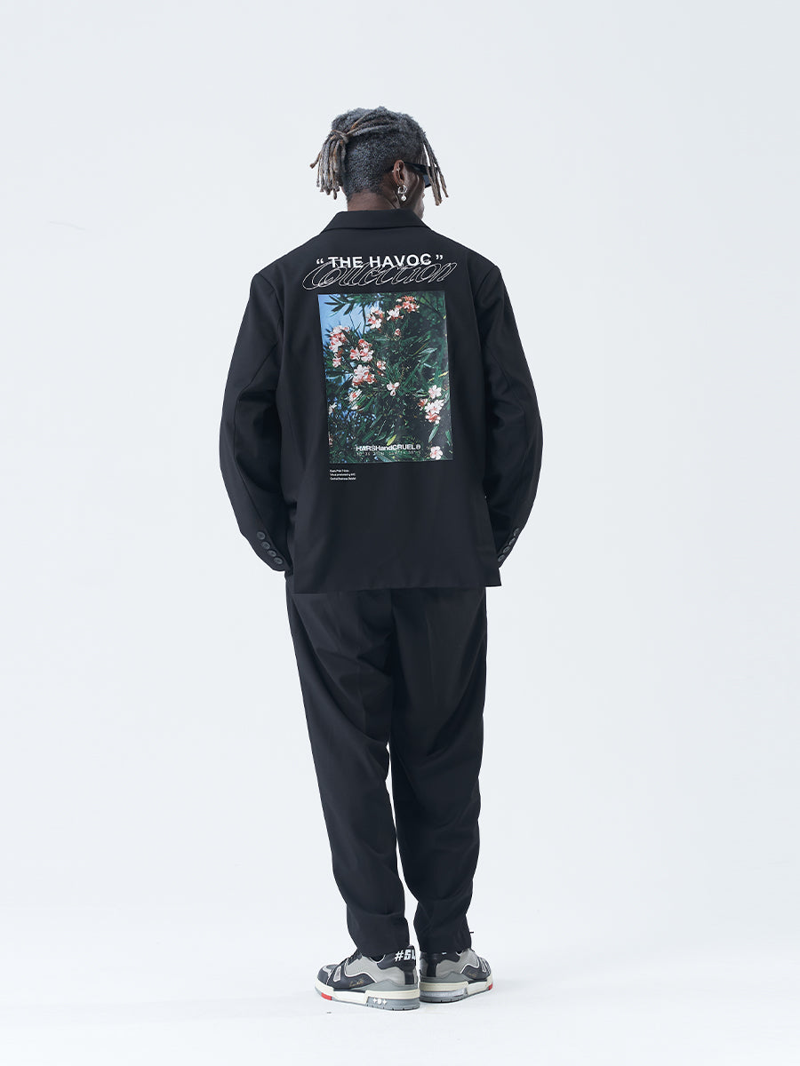 Retro Flowers Print Suit Jacket