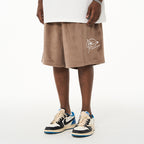 Embroidered Boxing Logo Velvet Shorts