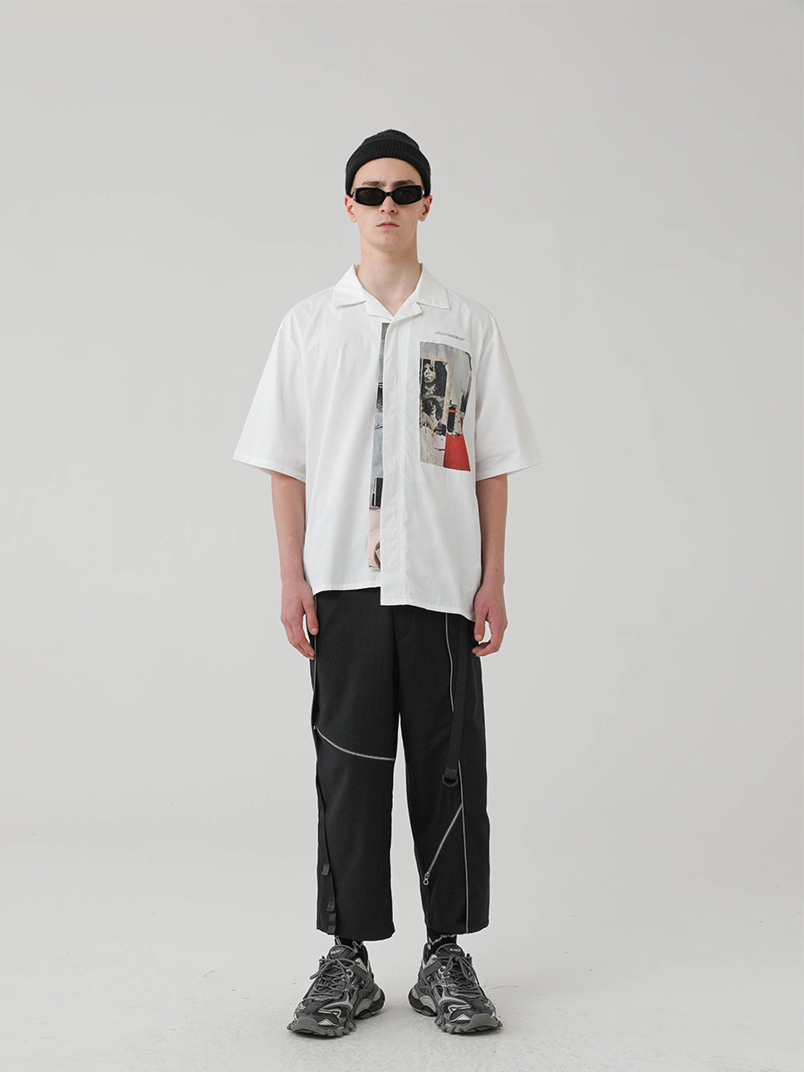 Hollow Asymmetrical Cuban Shirt
