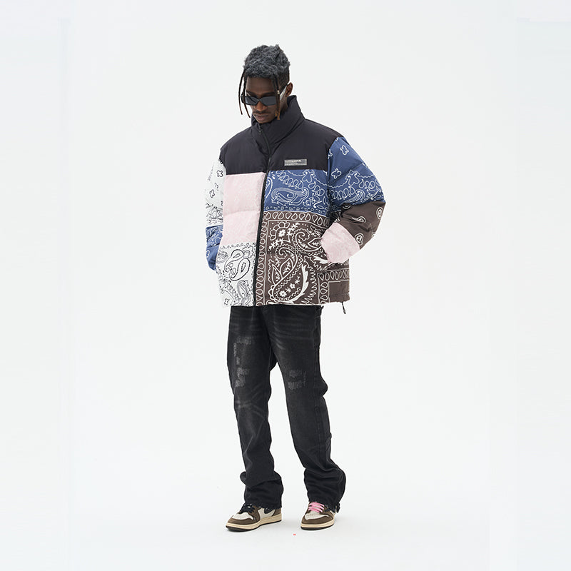 Stand Up Collar Cashew Panels Printed Jacket