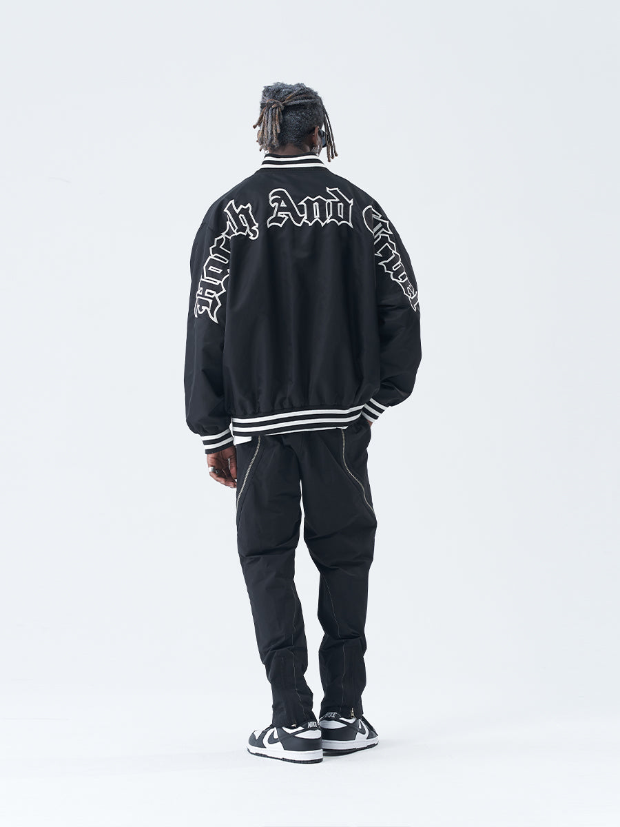Gothic Logo Embroidered Varsity Jacket