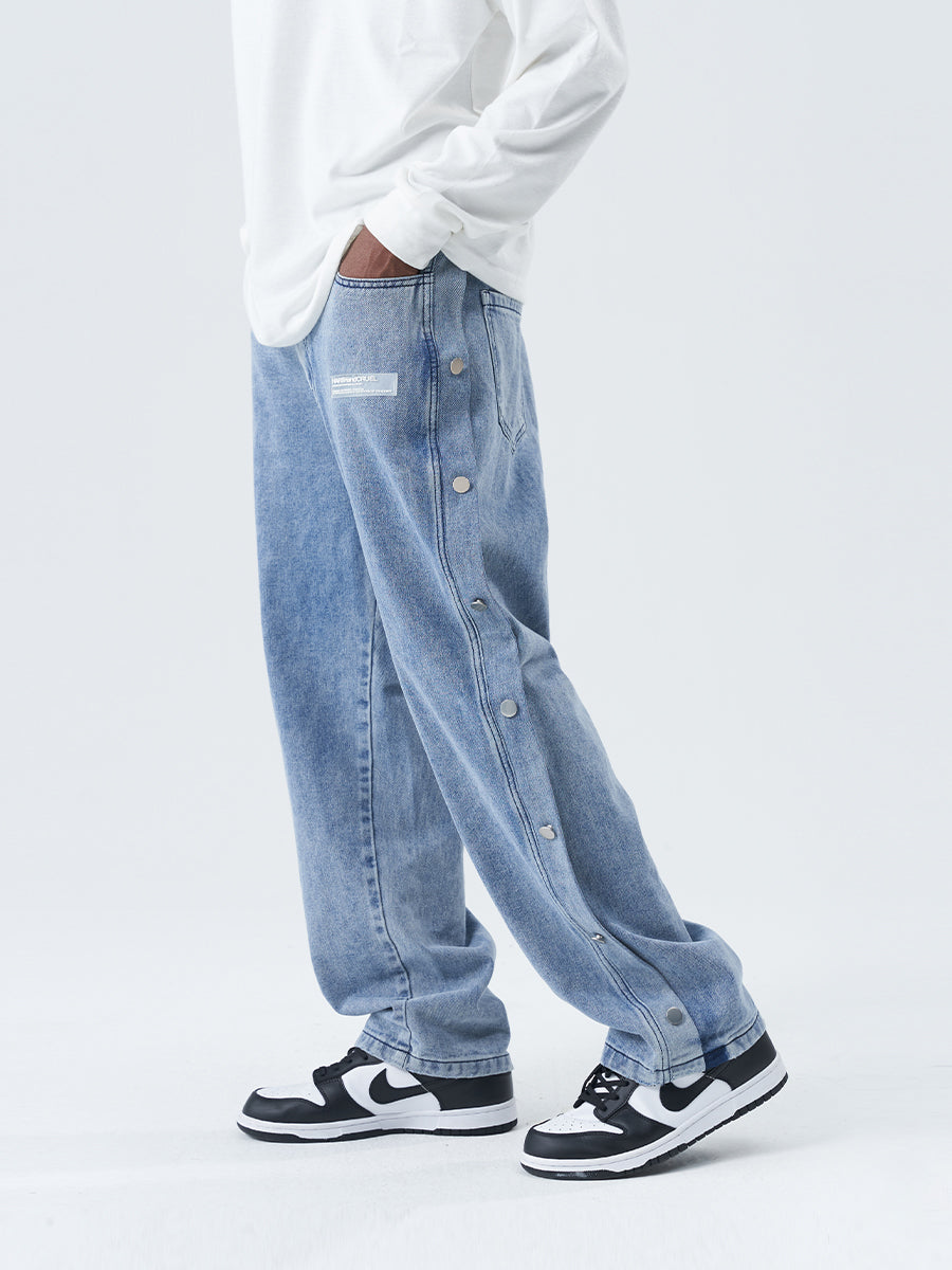 Logo Breasted Straight Denim