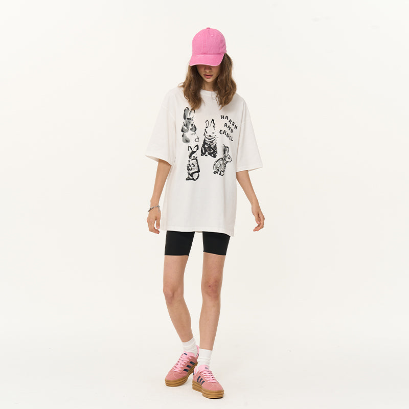 Handpainted Rabbits Logo Printed Tee