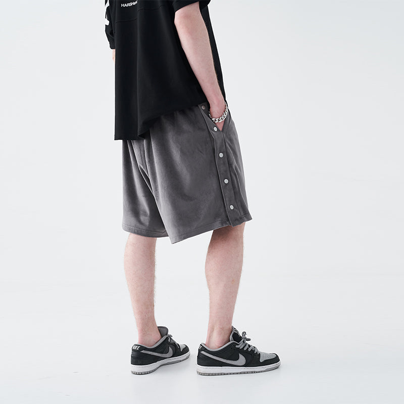 Velvet Embroidered Handwriting Logo Shorts