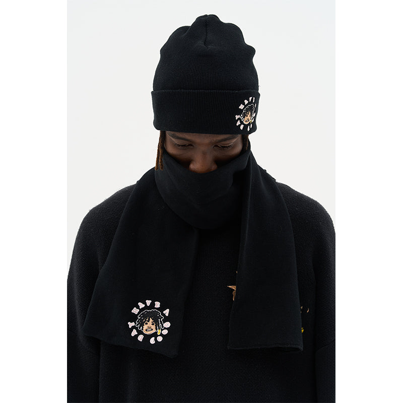Cartoon Face Knitted Scarf