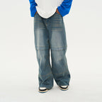 Stitching Pleated Loose Denim