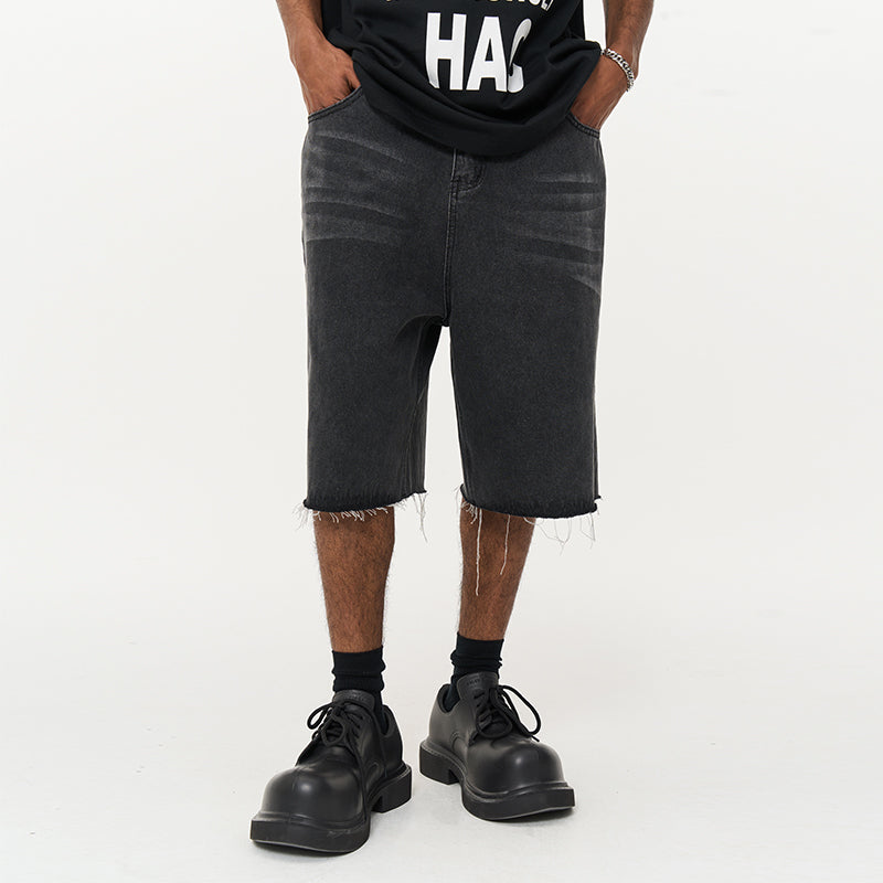 Washed Loose Denim Shorts