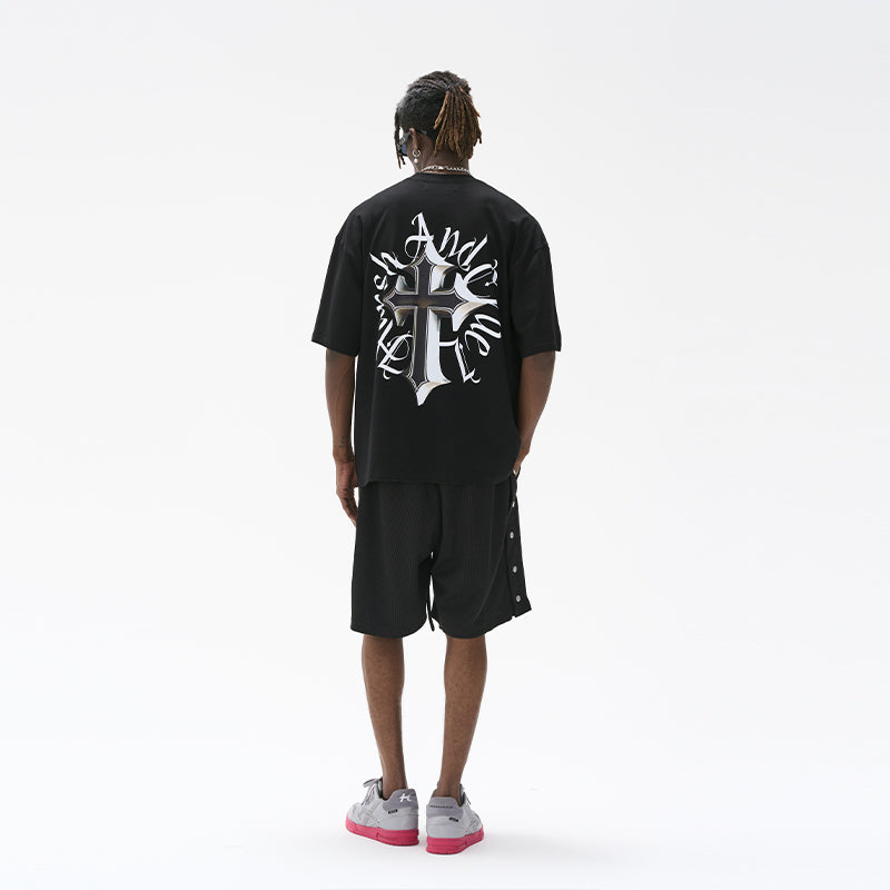 3D Gothic Cross Logo Ring Printed Tee