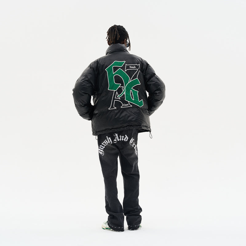 Goth Font Printed Down Jacket