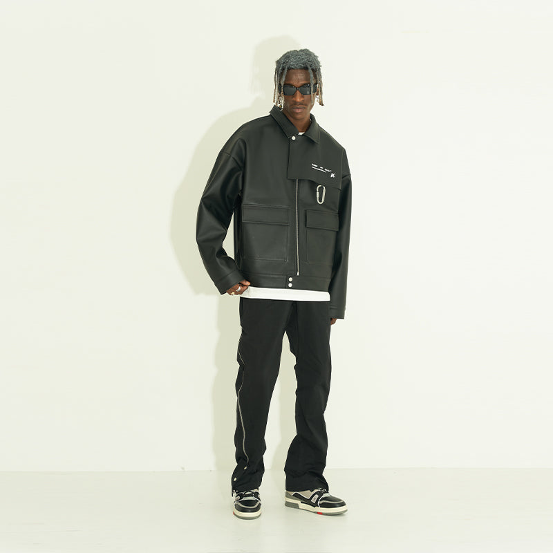 PU Leather Layered Jacket