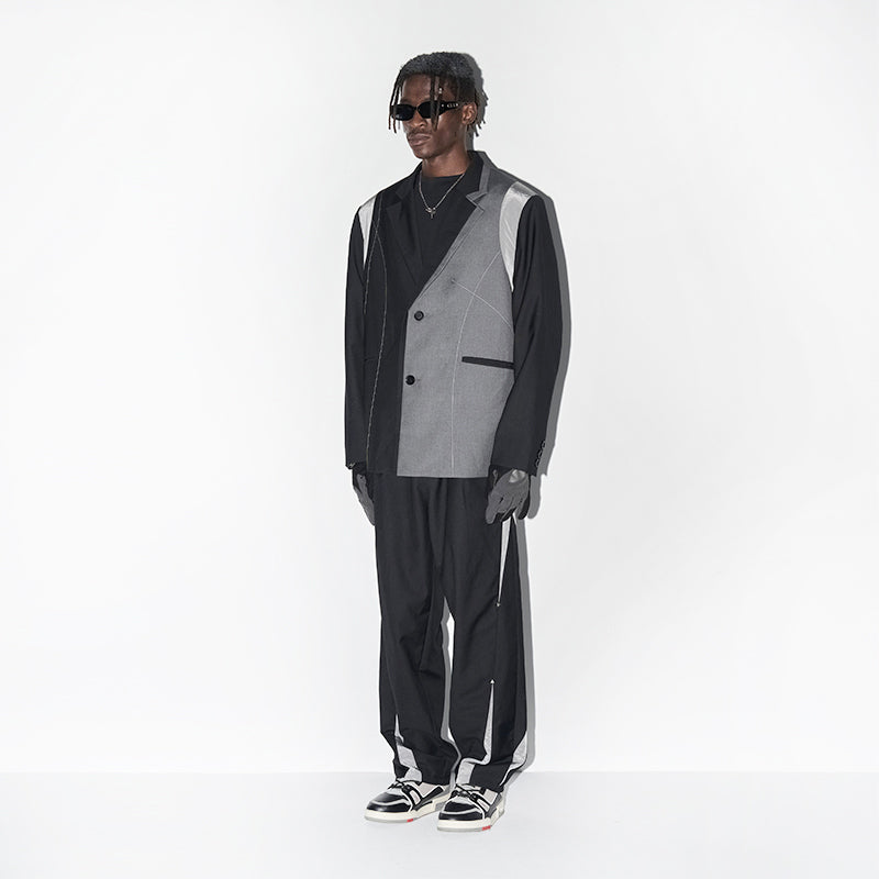Deconstructed Asymmetric Nylon Blazer