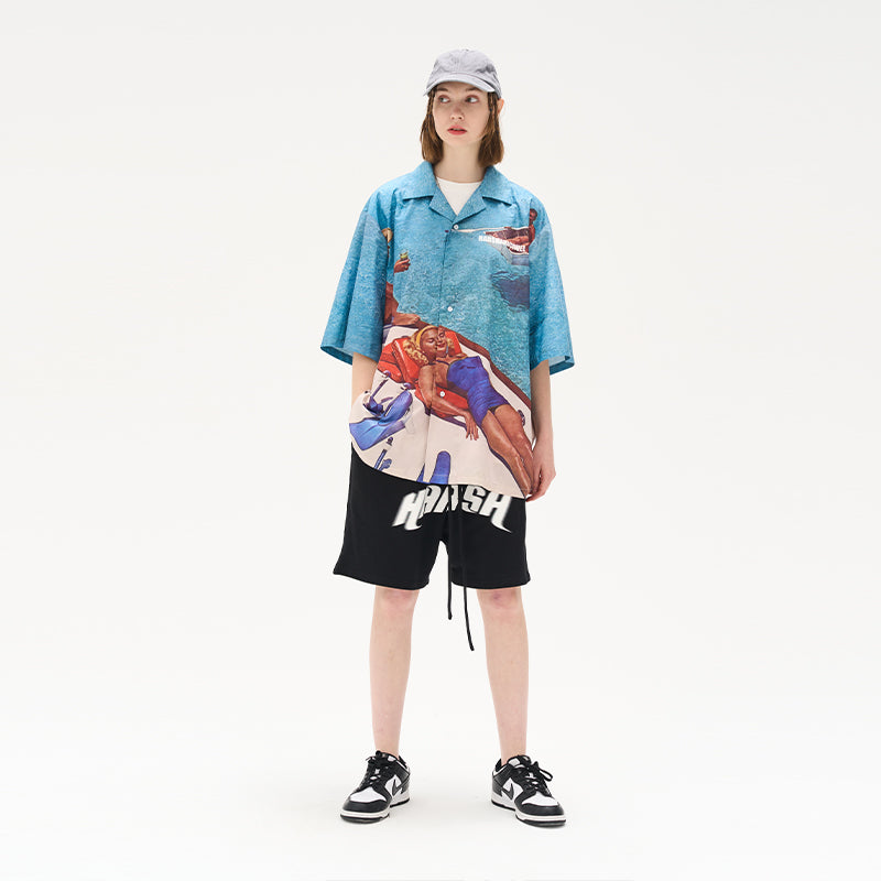 Retro Boat Full Print Cuban Shirt