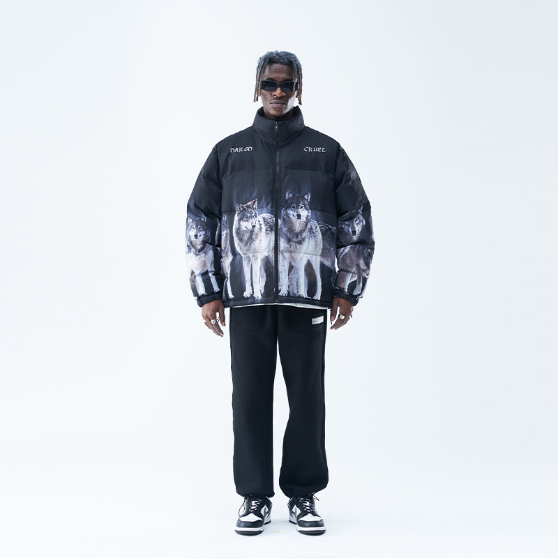 Wolf Print Down Jacket