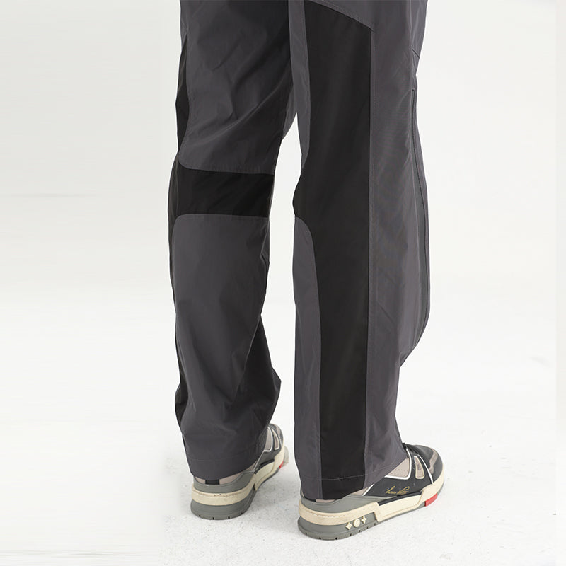 Functional Zipper Nylon Straight Trousers