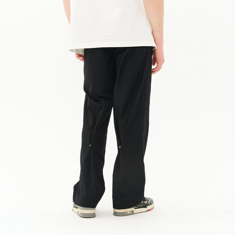 Magnetic Buttons Stitching Loose Trousers