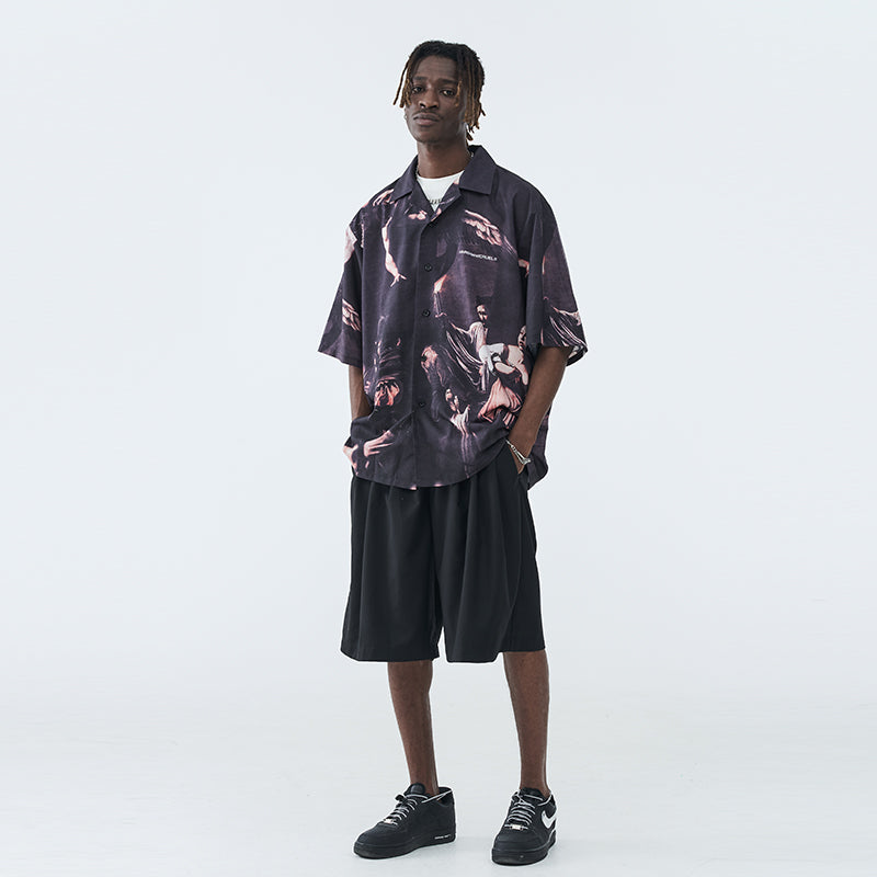 Classical Oil Painting Cuban Shirt