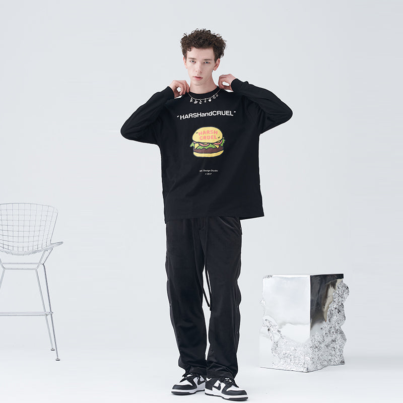 Burger Print Logo Long Sleeve Tee