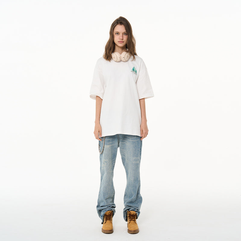 Handpainted Wood Printed Tee