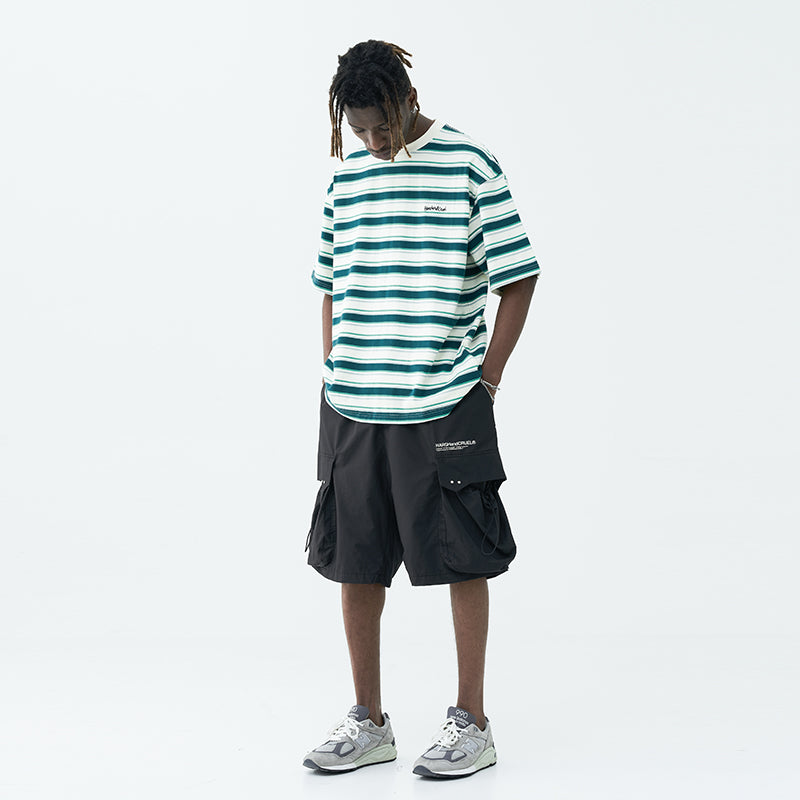 Striped Embroidered Logo Tee