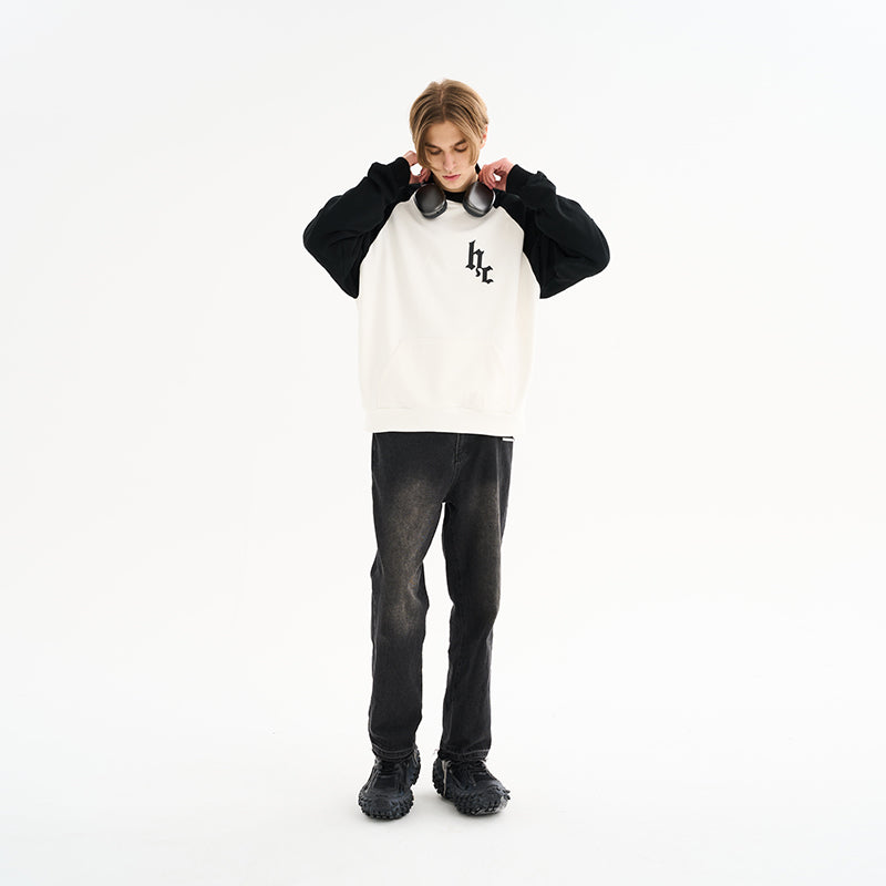 Colorblock Sleeves Gothic Logo Hoodie