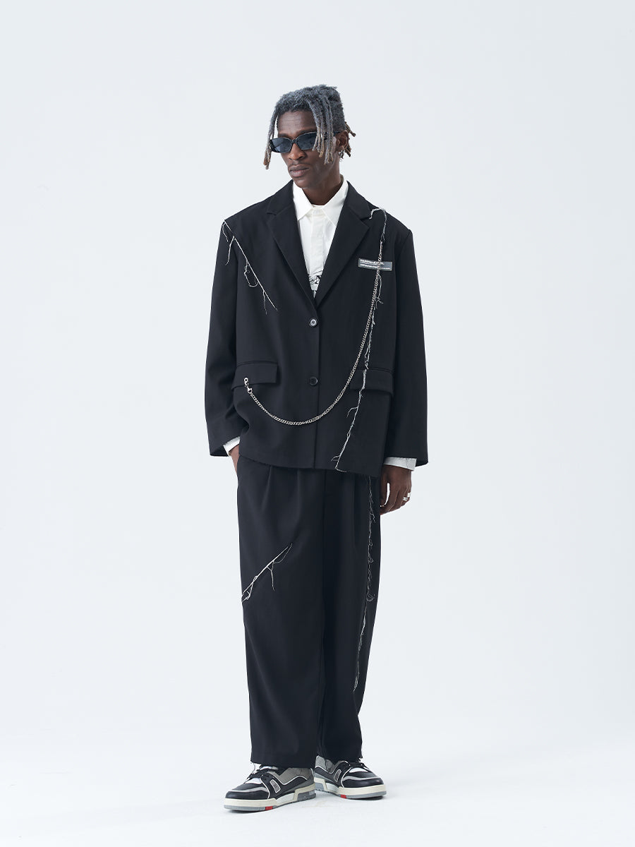Detachable Chain Deconstructed Suit Jacket